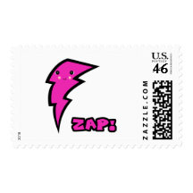 Cute Kawaii Pink and Black Zap Lighting Bolt Stamps
