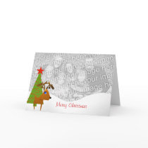 Cute Kawaii Reindeer - - With Christmas Tree cards by samack Cute Kawaii Reindeer - - With Christmas Tree cards