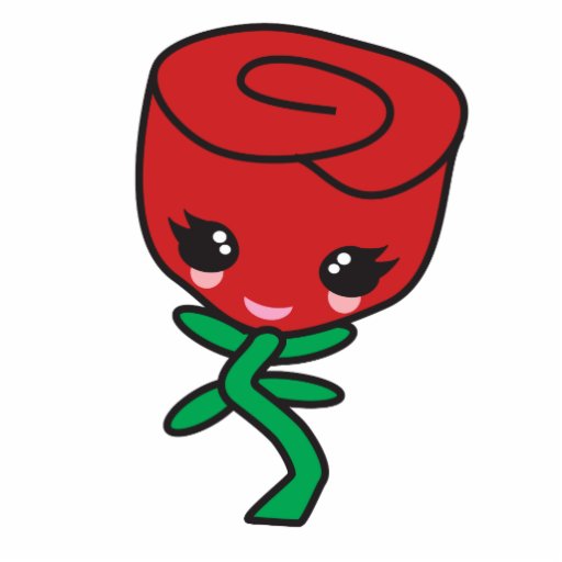 cute kawaii single red rose cartoon character photo cut outs