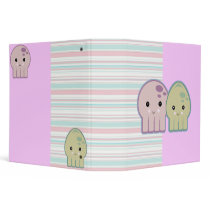 Cute Kawaii Squid and Octopus Striped Notebook binders
