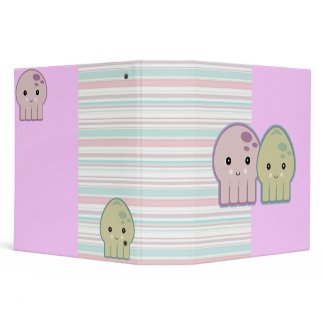 Cute Kawaii Squid and Octopus Striped Notebook binder