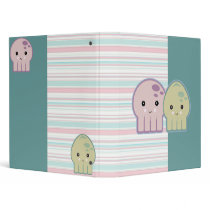 Cute Kawaii Squid and Octopus Striped Notebook binders