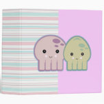 Cute Kawaii Squid and Octopus Striped Notebook Vinyl Binder