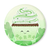 Cute kawaii St Patricks day cupcake Fridge Magnet