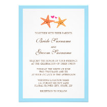 Cute kawaii starfish beach destination wedding invitations