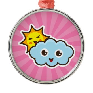 Cute kawaii sun and cloud characters ornament