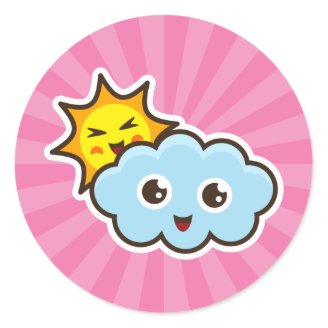 Cute kawaii sun and cloud friends stickers