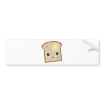 cute kawaii toast bumper stickers