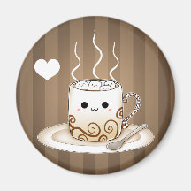 Cute kawaii warm cocoa drink fridge magnets