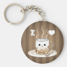 Cute kawaii warm cocoa drink key chain