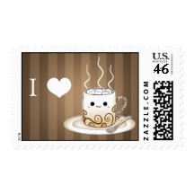 Cute kawaii warm cocoa drink with name stamp