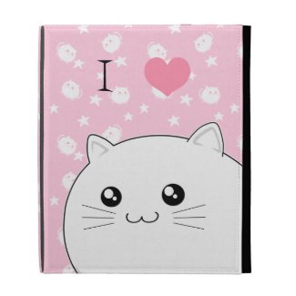 Cute Kawaii white kitty cat iPad Case