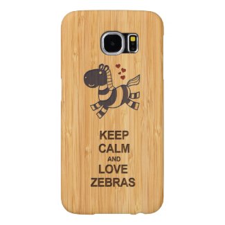 Cute Keep Calm and Love Zebras in Bamboo Look Samsung Galaxy S6 Cases