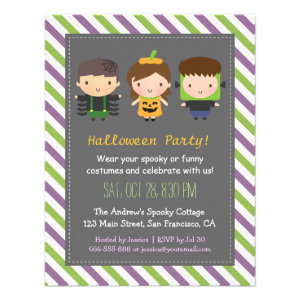 Cute Kids Halloween Birthday Party Invitations