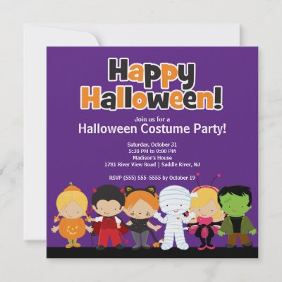 Kids Party Invitations on Cute Kids Halloween Costume Party Invitation From Zazzle Com