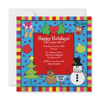 Cute Kids Holiday Party Invitation