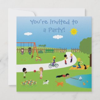 Online Party Invitations on Cute Kids In The Park Party Invitations Template From Zazzle Com