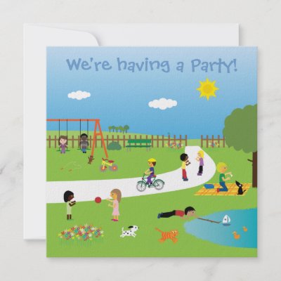 Kids Party Invitations on Cute Kids In The Park Party Invitations Template From Zazzle Com