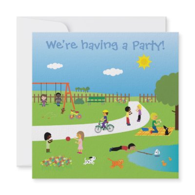 Kids Party Invitations on Cute Kids In The Park Party Invitations Template From Zazzle Com