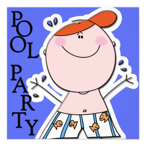 Cute Kids Summer Pool Party Birthday Invitation