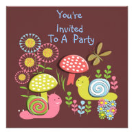 Cute Kid's Whimsical Nature Scene Party Invites
