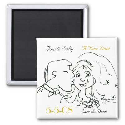 Cute Kiss Save the Date Wedding Magnets by zooogle