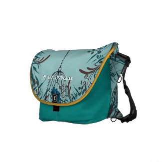Cute Kissing Birds In Bird Cage You Choose Colors rickshawmessengerbag