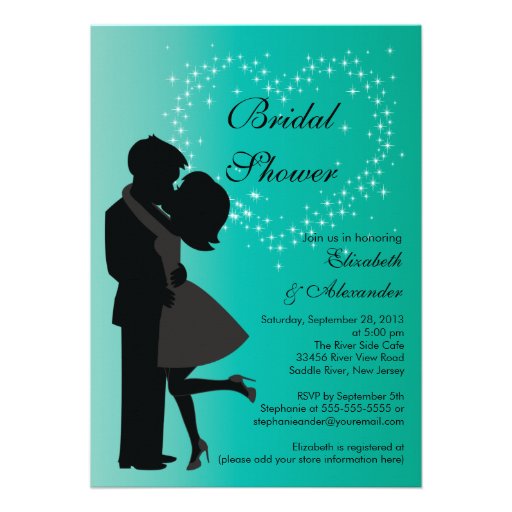 Cute Kissing Couple in Love Bridal Shower Card