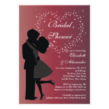 Cute Kissing Couple in Love Bridal Shower Custom Invitations