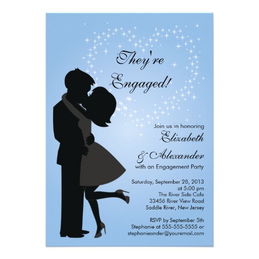 Cute Kissing Couple in Love Engagement Party Cards