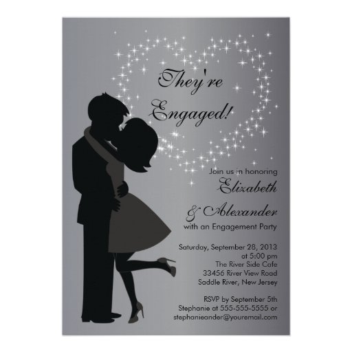 Cute Kissing Couple in Love Engagement Party Custom Invite