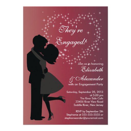Cute Kissing Couple in Love Engagement Party Personalized Invitation