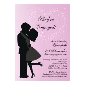 Cute Kissing Couple in Love Engagement Party Custom Invitations