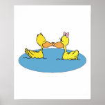 cute kissing ducks posters