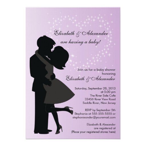 Cute Kissing Pregnant Couple in Love Baby Shower Personalized Invites