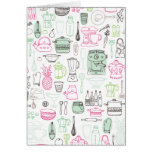 Cute kitchen retro doodle card cards