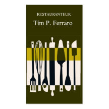 Cute Kitchen Utensils  Food Cooking Chef Business Card
