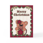 Cute Kitsch Merry Christmas Teddy Bear in a Cup cards