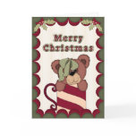 Cute Kitsch Merry Christmas Teddy Bear in a Mug cards