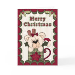 Cute Kitsch Merry Christmas Teddy Bear in a Mug cards