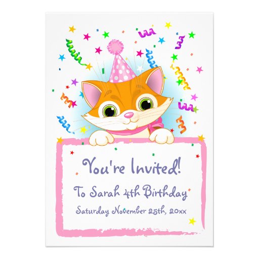 Cute Kitten Birthday Invites