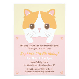 Cute Kitten Cat Girls Birthday Party Invitations