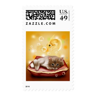 Cute kitten Dreams Stamp