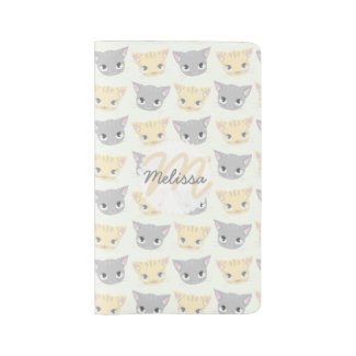 Cute Kitten Face Pattern Pocket Moleskine Notebook Cover With Notebook