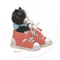 Cute Kitten in Booties Envelope Sticker by dizzypixels Cute Kitten in Booties Envelope Sticker