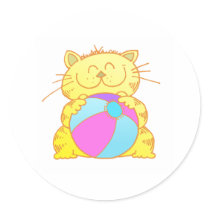 Cute Kitten Play Beach Ball stickers