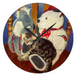 Cute Kitten & Stuffed Animals Wall Clock