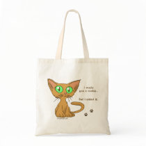 Cute Kitty Ate Your Cookie Tote Bags