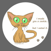 Cute Kitty Ate Your Cookie stickers by ironydesign Cute Kitty Ate Your Cookie stickers