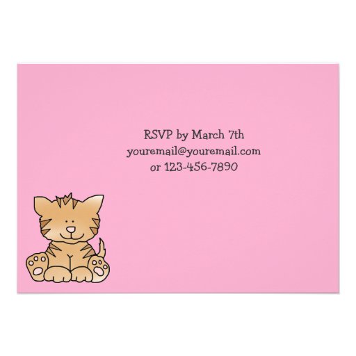 Cute Kitty Cat 1st Birthday Invitation for Girls